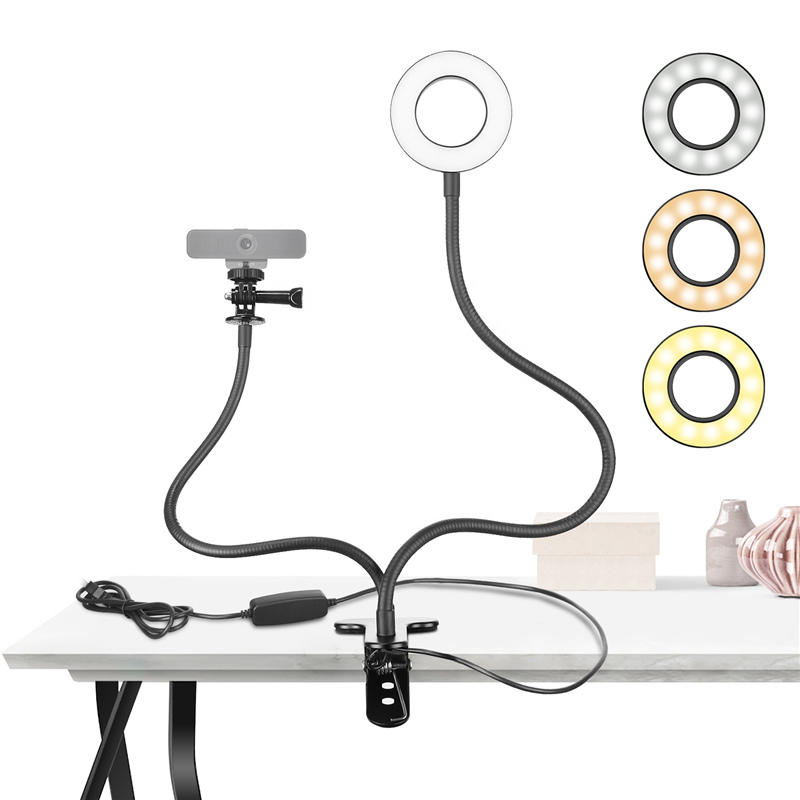 Фонарь для веб-камеры с креплением на стойке Селфи-светодиодный кольцевой светильник для потоковой передачи в прямом эфире